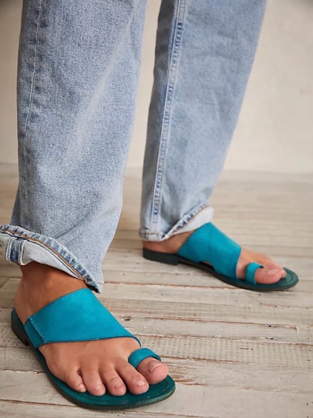 NWOB Free People Sant Antoni Turquoise Slide - Size 36 - Picture 1 of 9